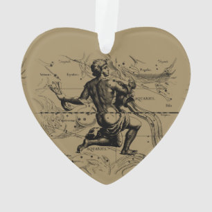 Aquarius Constellation Hevelius 1690 Engraving Ornament