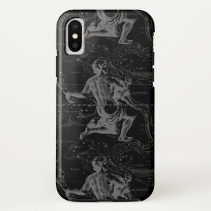 Aquarius Constellation Hevelius 1690 on Black iPhone XS Hoesje