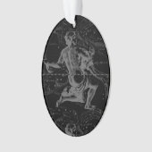 Aquarius Constellation Hevelius 1690 on Black Ornament (voorkant)