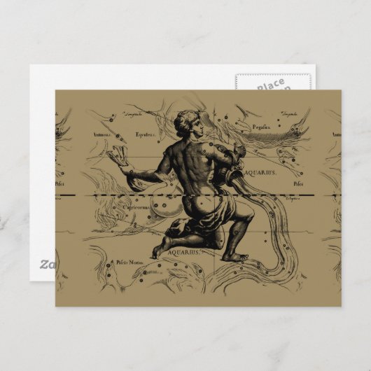 Aquarius Constellation Map door Hevelius Briefkaart (Voorkant / Achterkant)