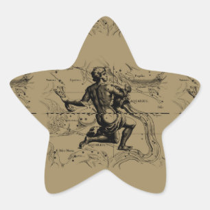 Aquarius Constellation Map door Hevelius Ster Sticker