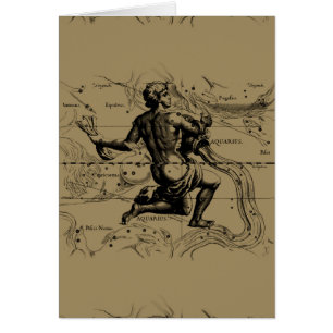 Aquarius Constellation Map Hevelius 1690 op Taupe