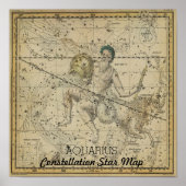 Aquarius Constellation Star Map januari Poster (Voorkant)