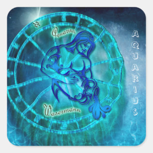 Aquarius de waterdrager Horoscope Vierkante Sticker