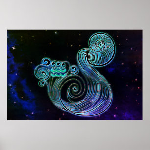 aquarius de waterdrager zodiac poster