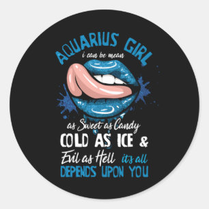 Aquarius Girl Zodiac Horoscope Ronde Sticker