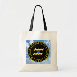 AQUARIUS/GOLD ZODIAC BIRTHDAY JEWEL Astrologie Tote Bag