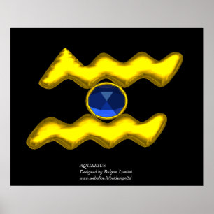AQUARIUS/GOLD ZODIAC BIRTHDAY JEWEL POSTER