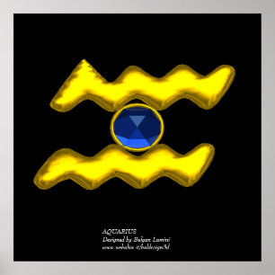 AQUARIUS/GOLD ZODIAC BIRTHDAY JEWEL POSTER