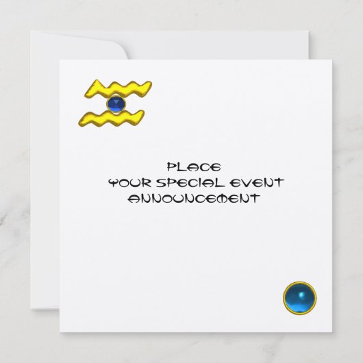 AQUARIUS.GOLD ZODIAC BIRTHDAY SIGN,ASTROLOGY CHART KAART (Achterkant)