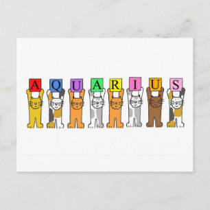 Aquarius Happy Birthday Cartoon Cats Briefkaart
