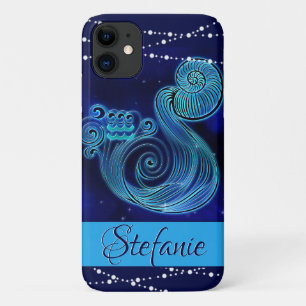Aquarius in Dark Blue Hoesje-Mate iPhone Case