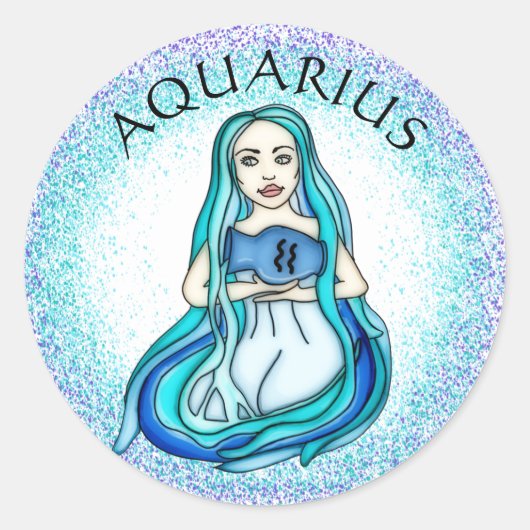 Aquarius Lady met watervaas Ronde Sticker (Voorkant)