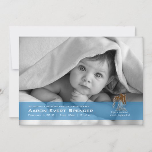 Aquarius le porteur d'eau Faire-part de naissance  (Devant)
