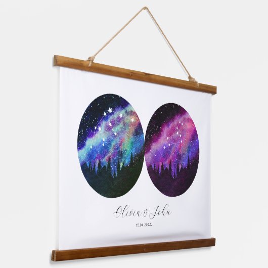 Aquarius Leo - Persoonlijke paren Horoscope Hangend Wandkleed (Gebogen)