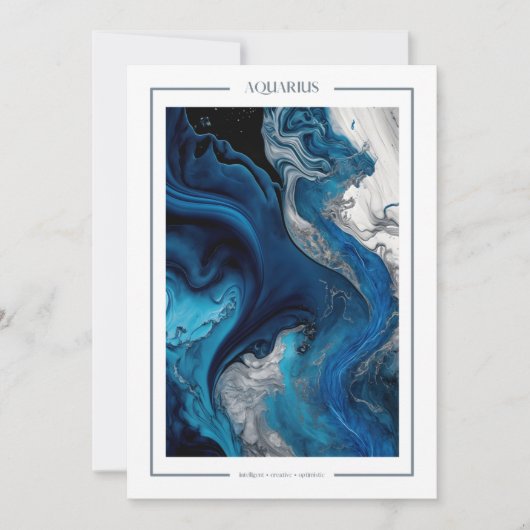 Aquarius Marble Waterverf Zodiac Birthday Kaart (Voorkant)
