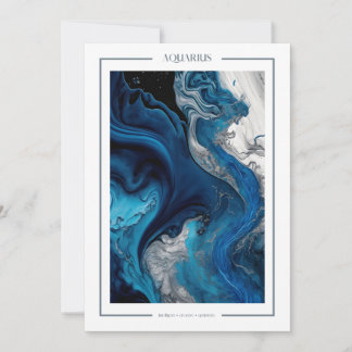 Aquarius Marble Waterverf Zodiac Birthday Kaart