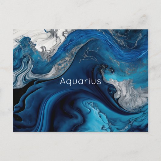 Aquarius Marble Waterverf Zodiac Briefkaart (Voorkant)