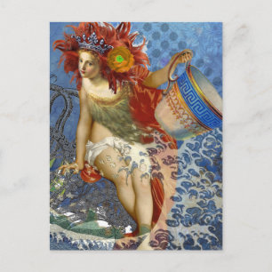 Aquarius Mermaid Gothic Blue Art Briefkaart