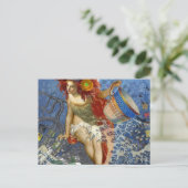 Aquarius Mermaid Gothic Blue Art Briefkaart (Staand voorkant)