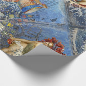 Aquarius Mermaid Gothic Blue Art Cadeaupapier (Hoek)