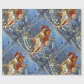 Aquarius Mermaid Gothic Blue Art Cadeaupapier (Vlak)