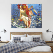 Aquarius Mermaid Gothic Blue Art Canvas Afdruk (Insitu (Slaapkamer))