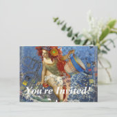 Aquarius Mermaid Gothic Blue Art Kaart (Staand voorkant)