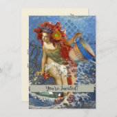 Aquarius Mermaid Gothic Blue Art Kaart (Voorkant / Achterkant)