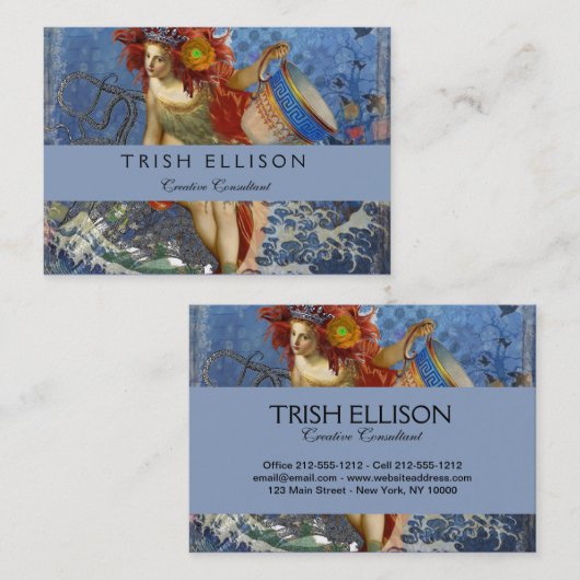 Aquarius Mermaid Gothic Blue Art Visitekaartje (Voorkant / Achterkant)