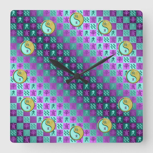 Aquarius & Metal Boar Vierkante Klok (Voorkant)