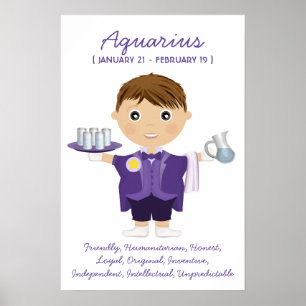 Aquarius - Poster de l'Horoscope de garçon