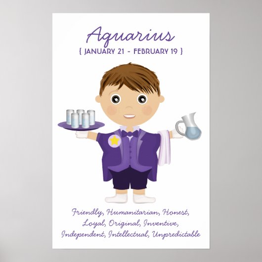Aquarius - Poster de l'Horoscope de garçon (Devant)