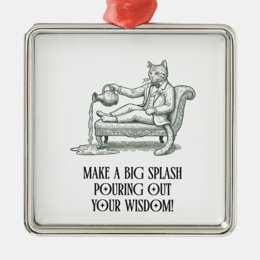 Aquarius Pun Wise Cat Zodiac Christmas Ornament  (Voorkant)