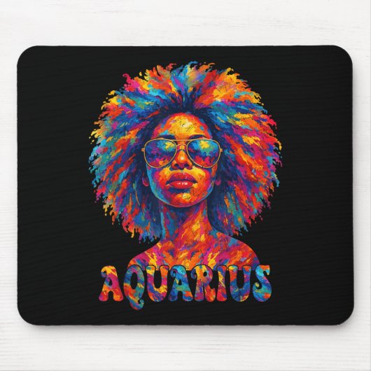 Aquarius Queen Afro Art Afro-Amerikaanse Vrouwen Z Muismat (Voorkant)