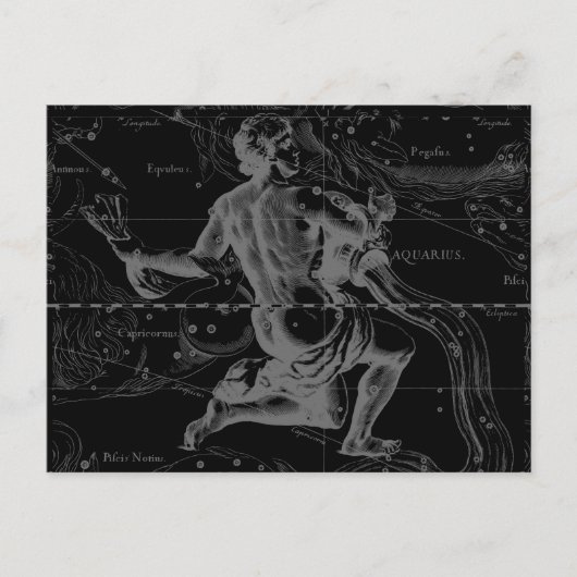 Aquarius Sign Constellation Map door Hevelius Briefkaart (Voorkant)