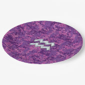 Aquarius Sign. over fuchsia roze digitale camo Papieren Bordje (Gekanteld)