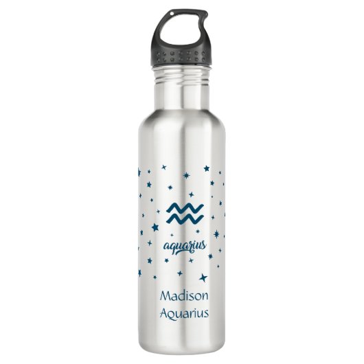 Aquarius Sign Zodiac Astrology Birthday Waterfles (Voorkant)