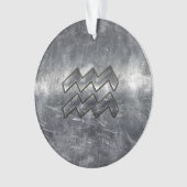 Aquarius Symbole Grunge Distressed Silver Steel (devant)