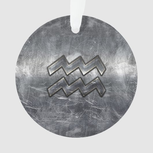 Aquarius Symbole Grunge Distressed Silver Steel (devant)