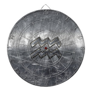 Aquarius Symbool Grunge Distress Silver Steel Dartbord