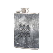 Aquarius Symbool Grunge Distress Silver Steel Heupfles (Links)