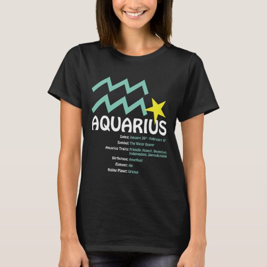 Aquarius Traits Dames Donkere T-Shirt (Voorkant)