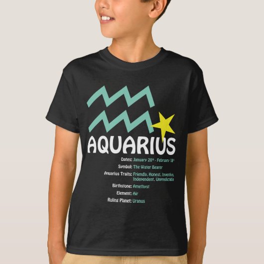 Aquarius Traits Kinder Dark T-Shirt (Voorkant)
