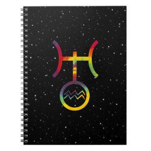 Aquarius Uranus Planetary Symbol Tie Dye Journal Notitieboek