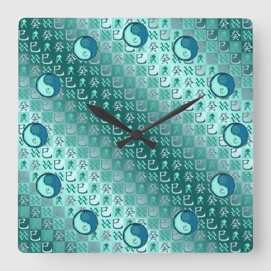 Aquarius & Water Snake Vierkante Klok (Voorkant)