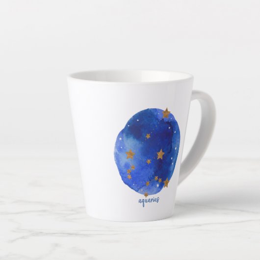 Aquarius Waterverf Night Sky Constellation Zodiac Latte Mok (Rechterhoek)