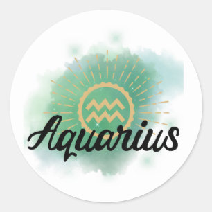 Aquarius Waterverf Splash Ronde Sticker