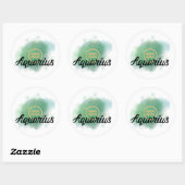 Aquarius Waterverf Splash Ronde Sticker (Vel)