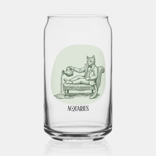 Aquarius Wise Cat Zodiac Birthday Gift Blikvorm Glas (Voorkant)